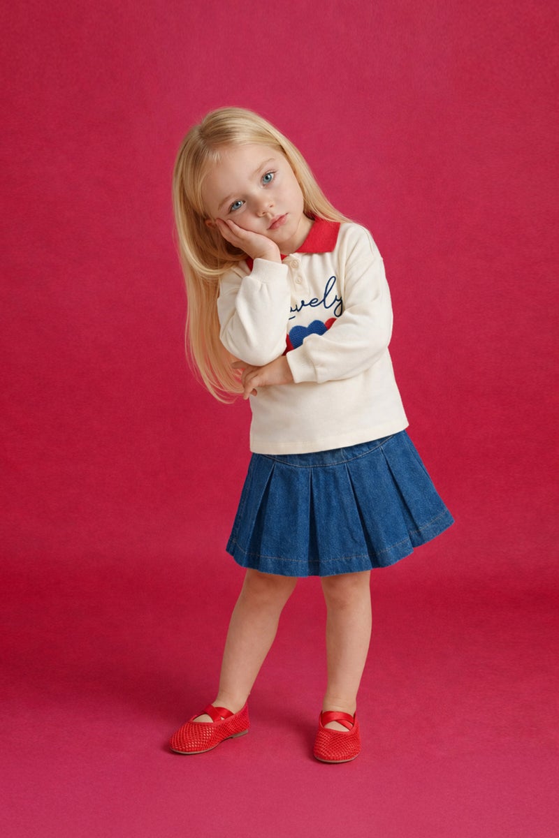 DeFacto Blue BabyGirl Baby Girl Elastic Waist Denim Skort Casual - Image 3